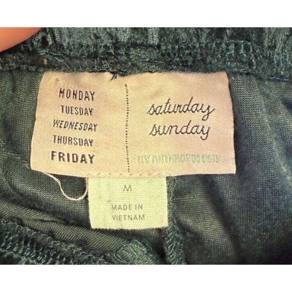 Anthropologie Saturday Sunday Olive Green Velvet Velour Casual Jogger Pants M - Picture 7 of 8